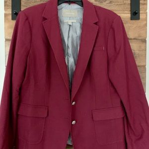 Burgundy wool lined blazer.